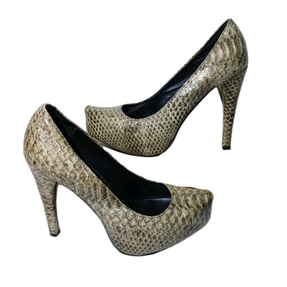 Snake Skin Black &‎ Gray Print Penny Loves kenny 5' Stilleto Heels Size 7  #1352